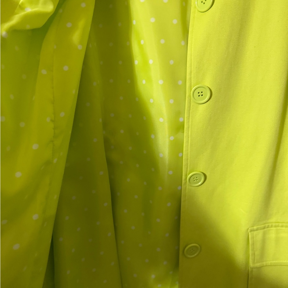 Evan Picone Lime Green Button-Front Trench Coat - Picture 6 of 11